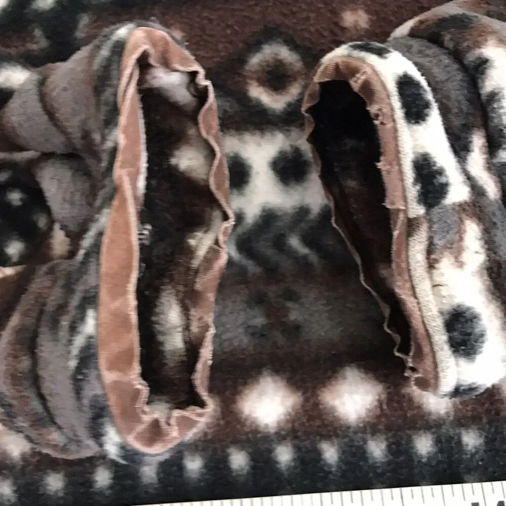 Aztec Patterned Fleece Pullover Women’s L Brown 1/4 Zip Cinch Waist